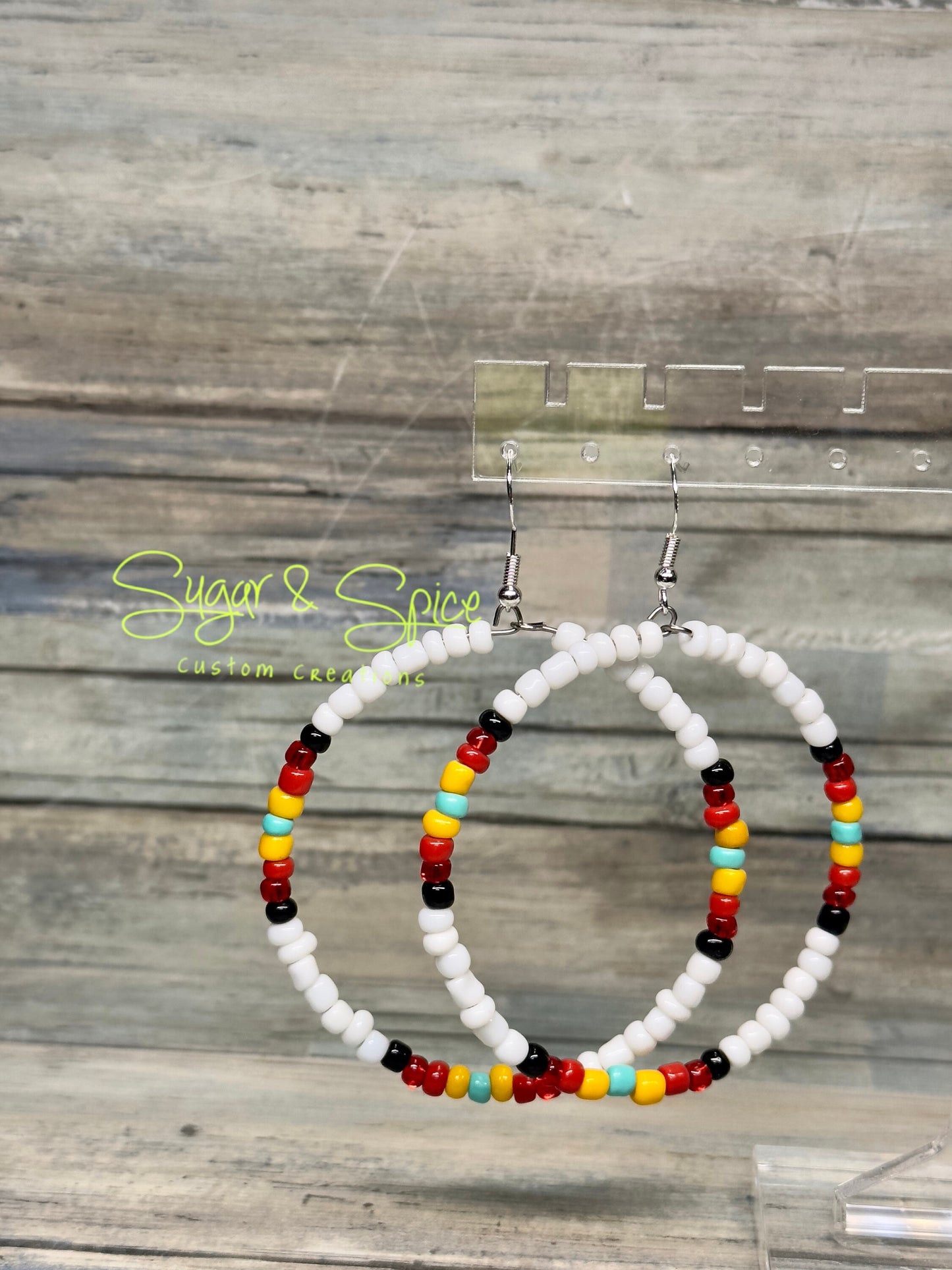 Glass Sead Bead Hoop Earrings