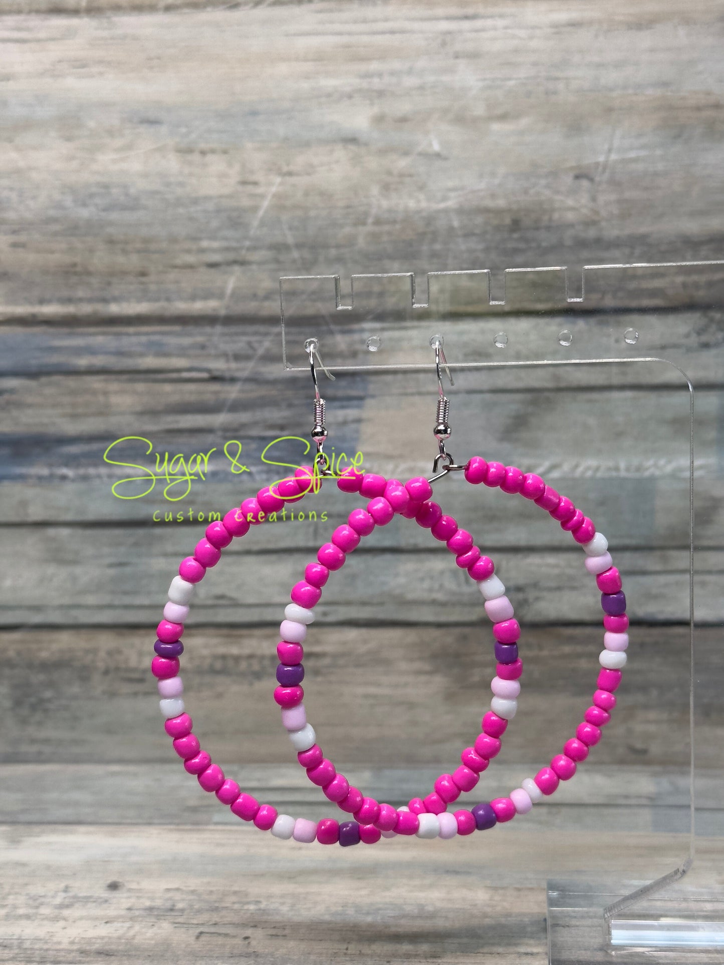 Glass Sead Bead Hoop Earrings