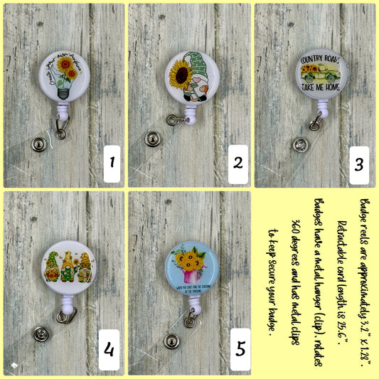 Funny Sunflower Retractable Badge Reels