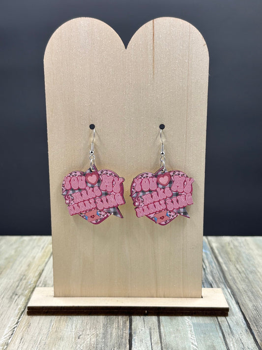 Wooden Valentine Earrings