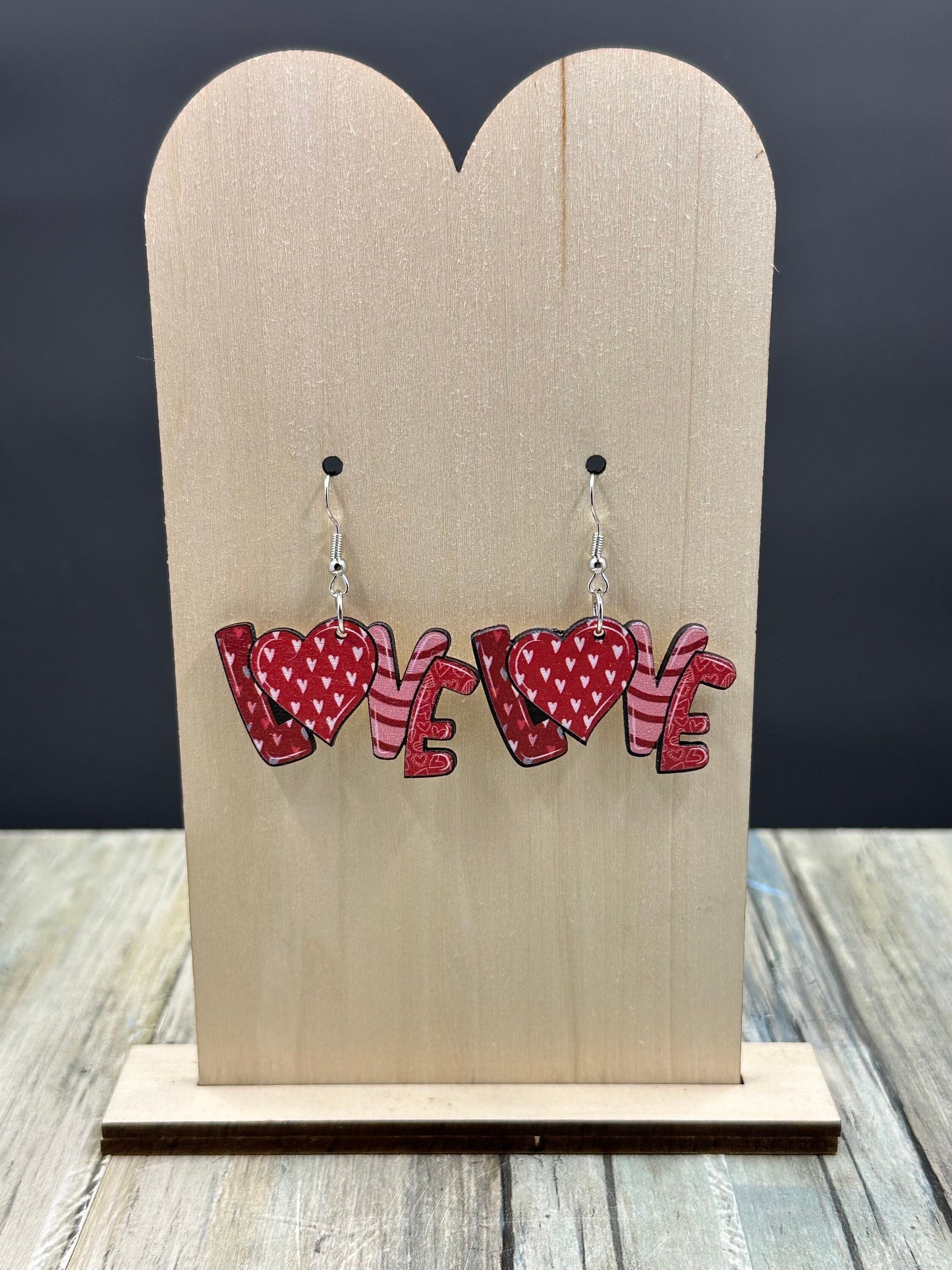 Wooden Valentine Earrings