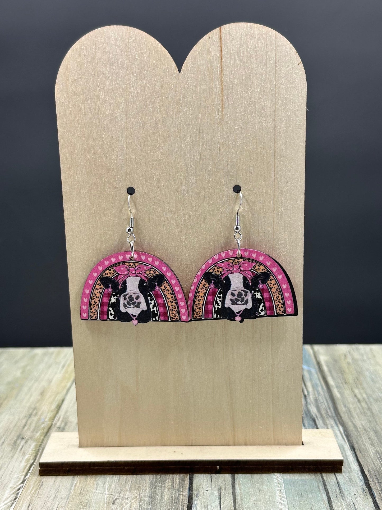 Wooden Valentine Earrings