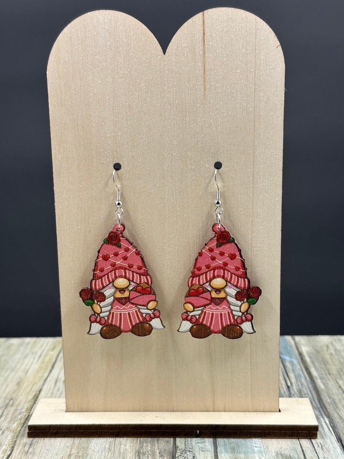 Wooden Valentine Earrings