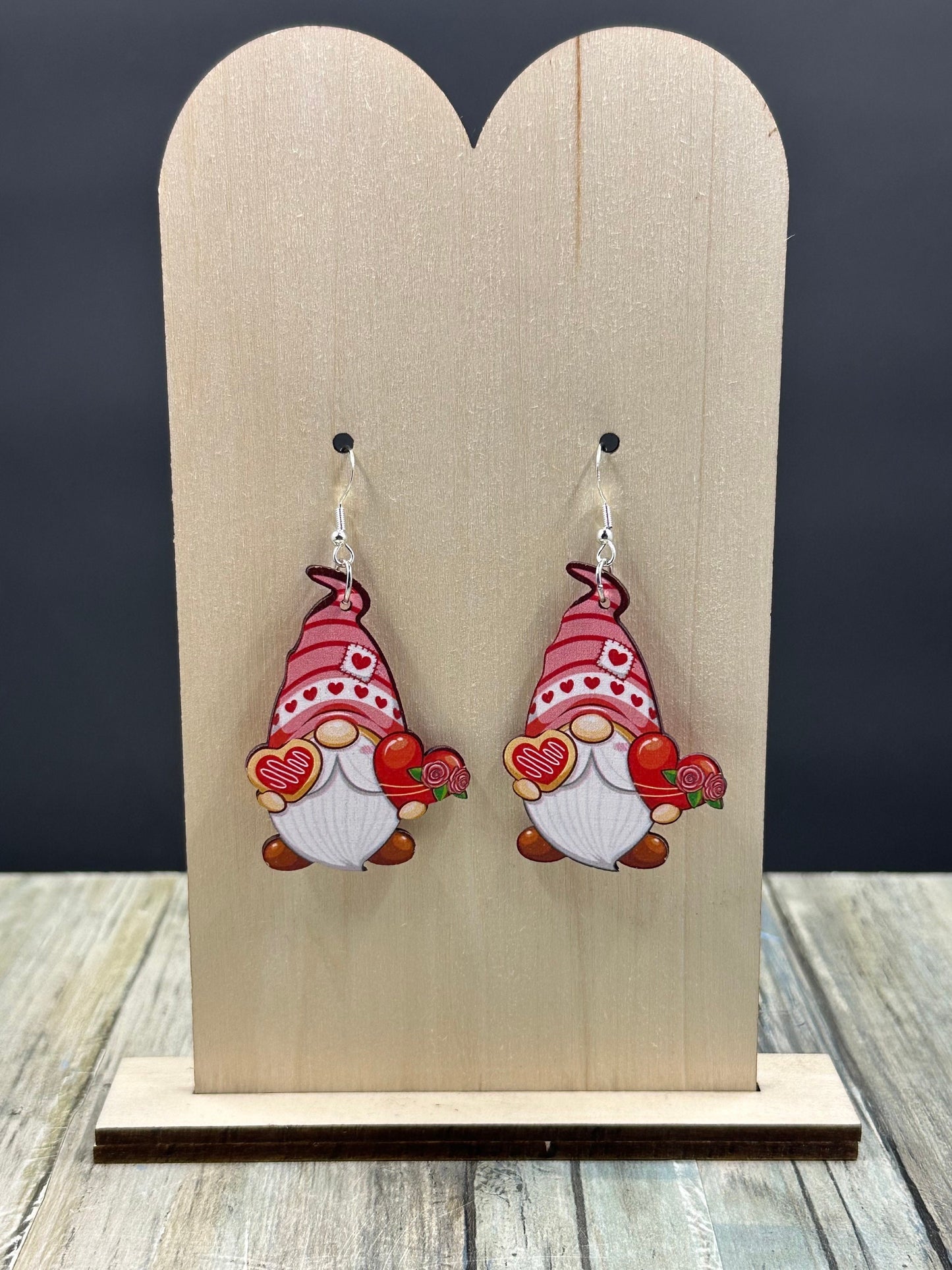 Wooden Valentine Earrings