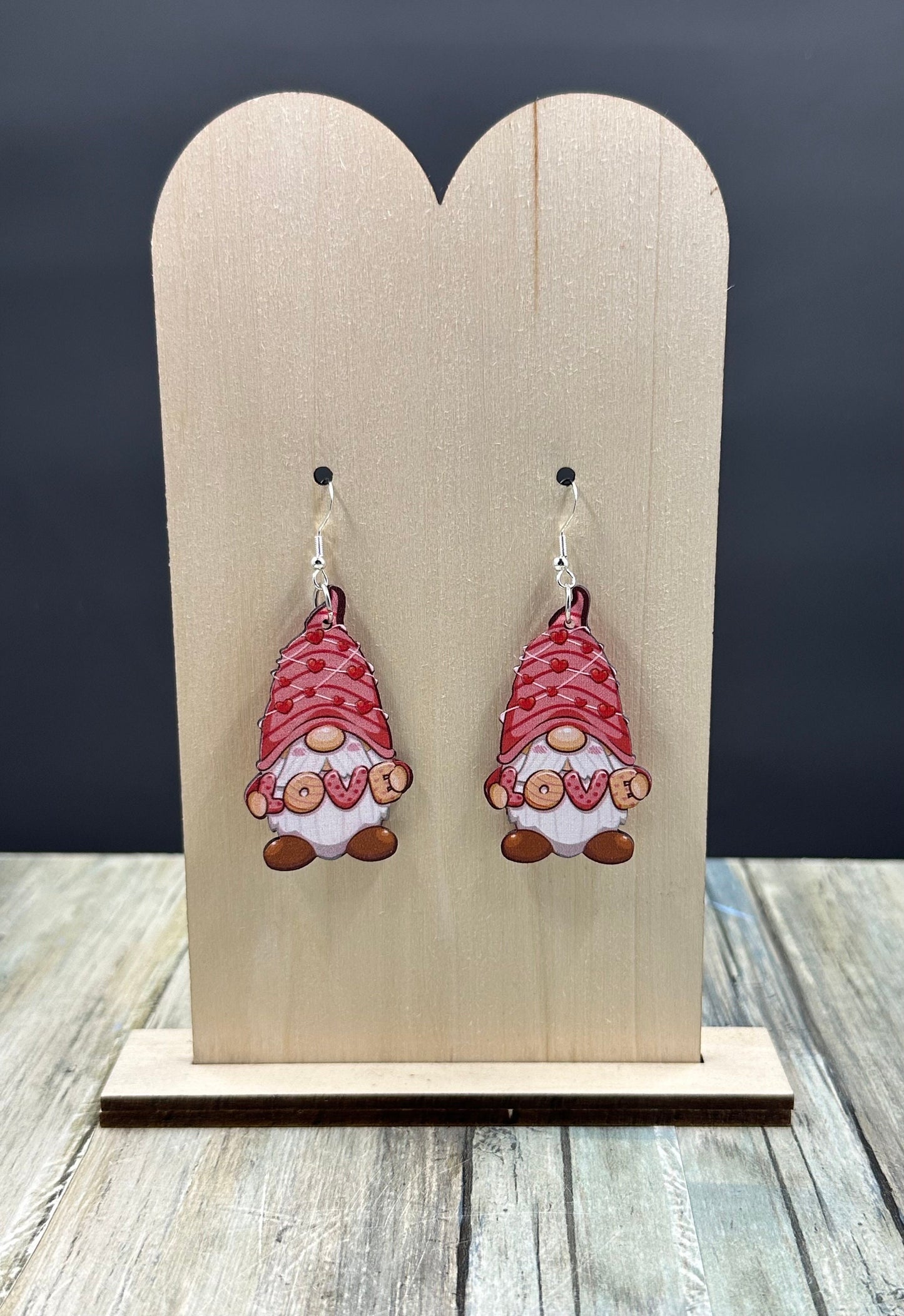 Wooden Valentine Earrings