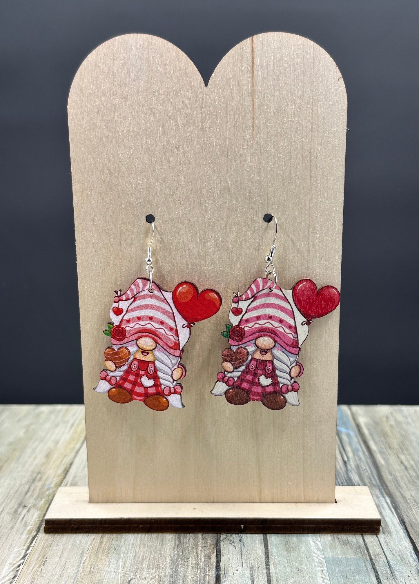 Wooden Valentine Earrings