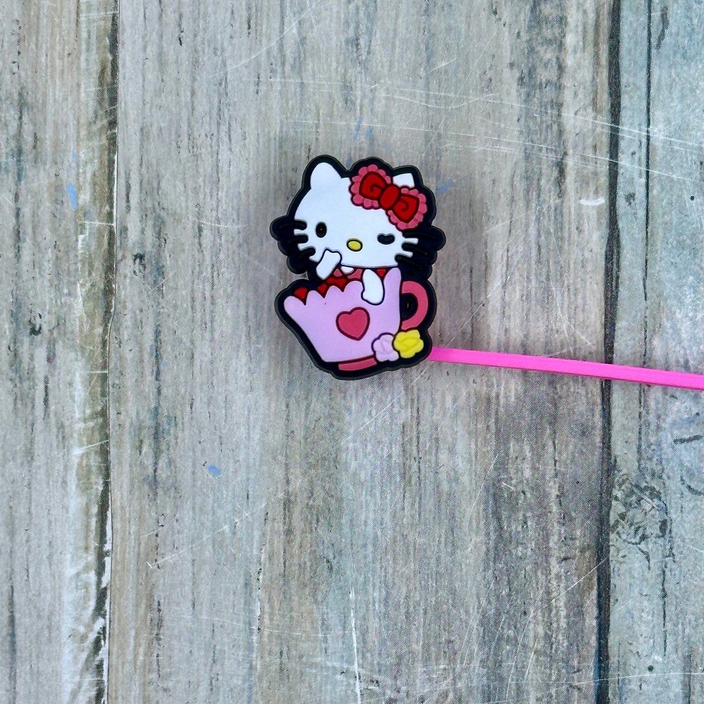 Cartoon Kitty Character Straw Toppers