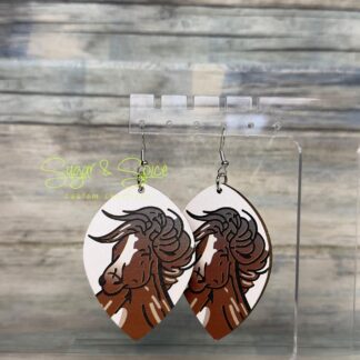 Wooden Western Teardrop Earrings