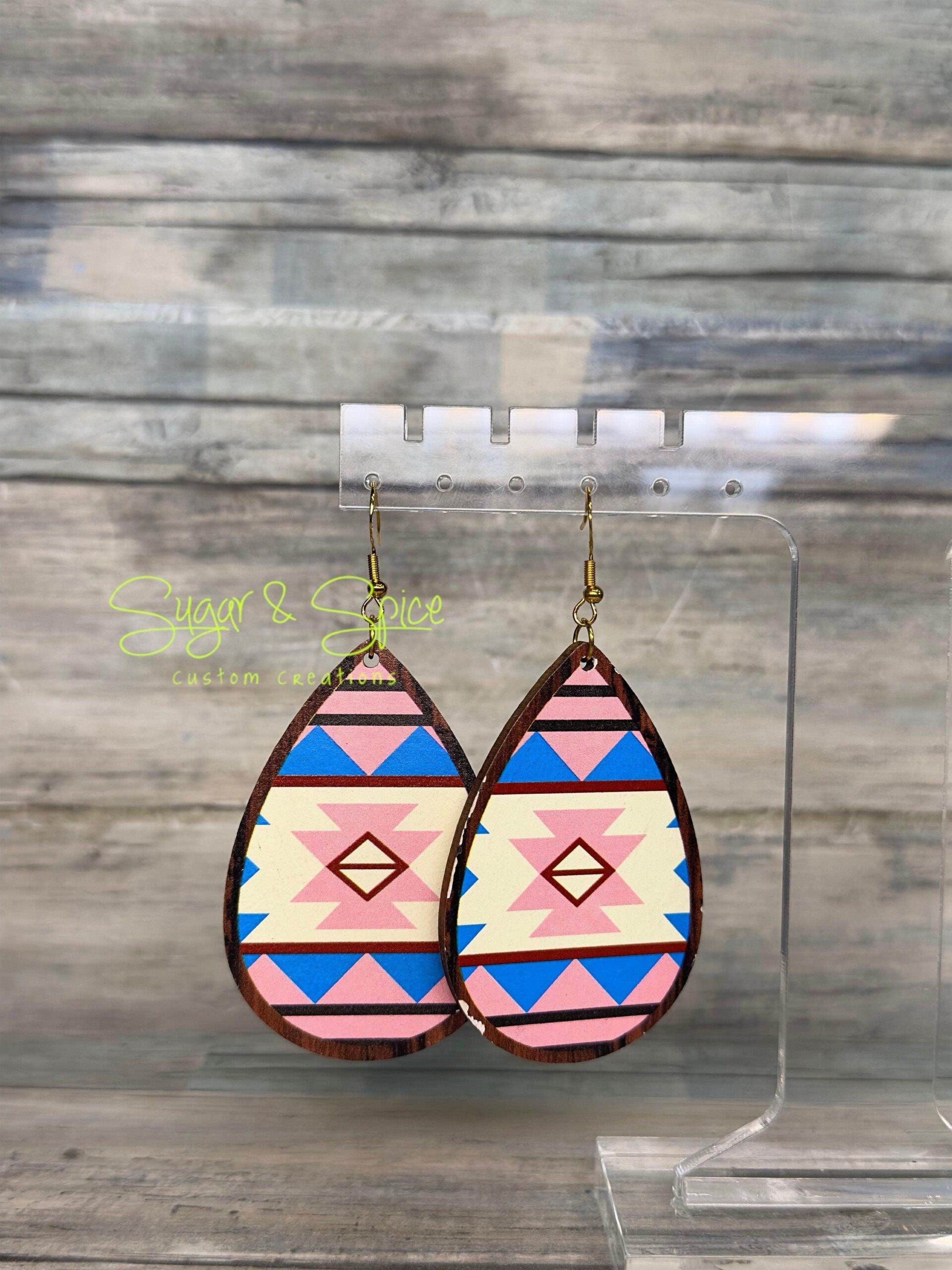 Wooden Western Teardrop Earrings - Image 10