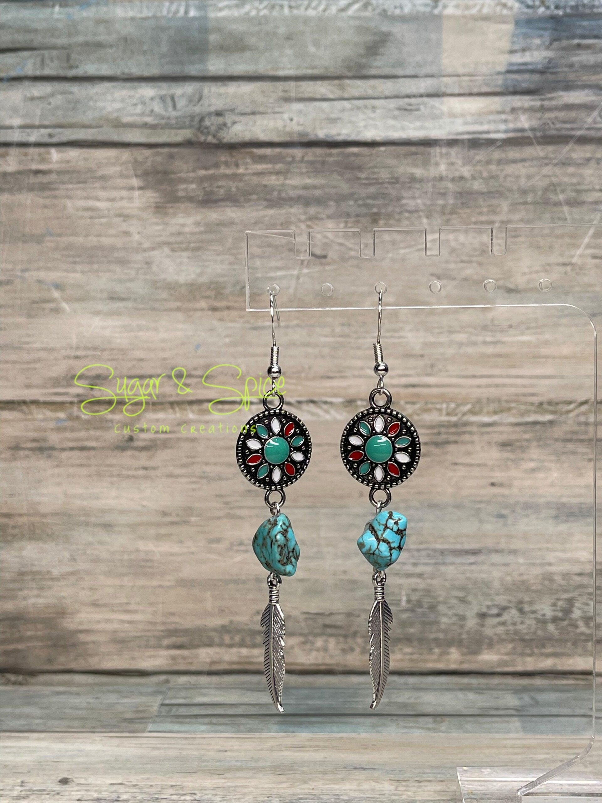 Various Turquoise and Western Dangle Earrings - Image 4
