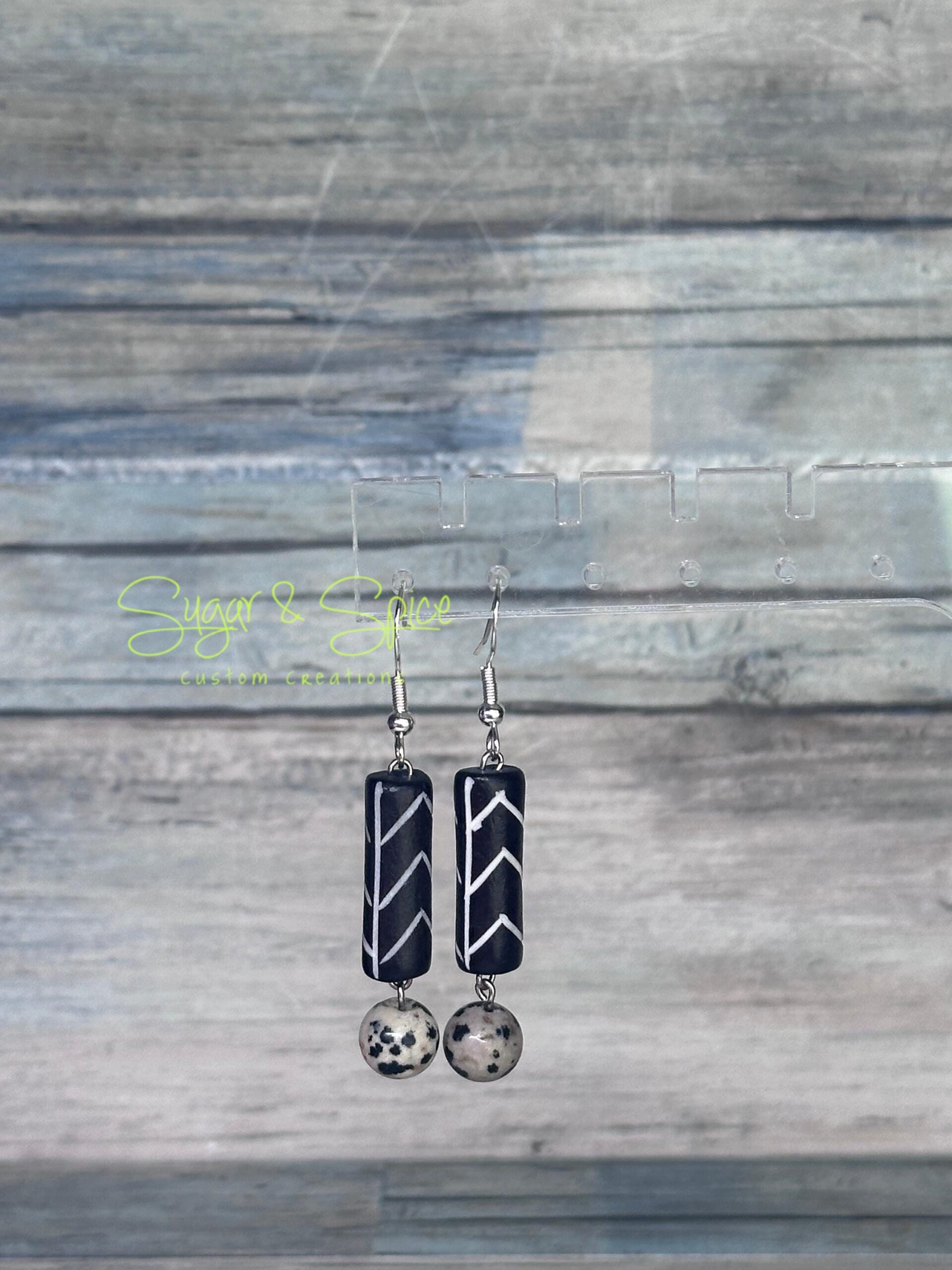 Buffalo Bone Hair Pipe Earrings - Image 2