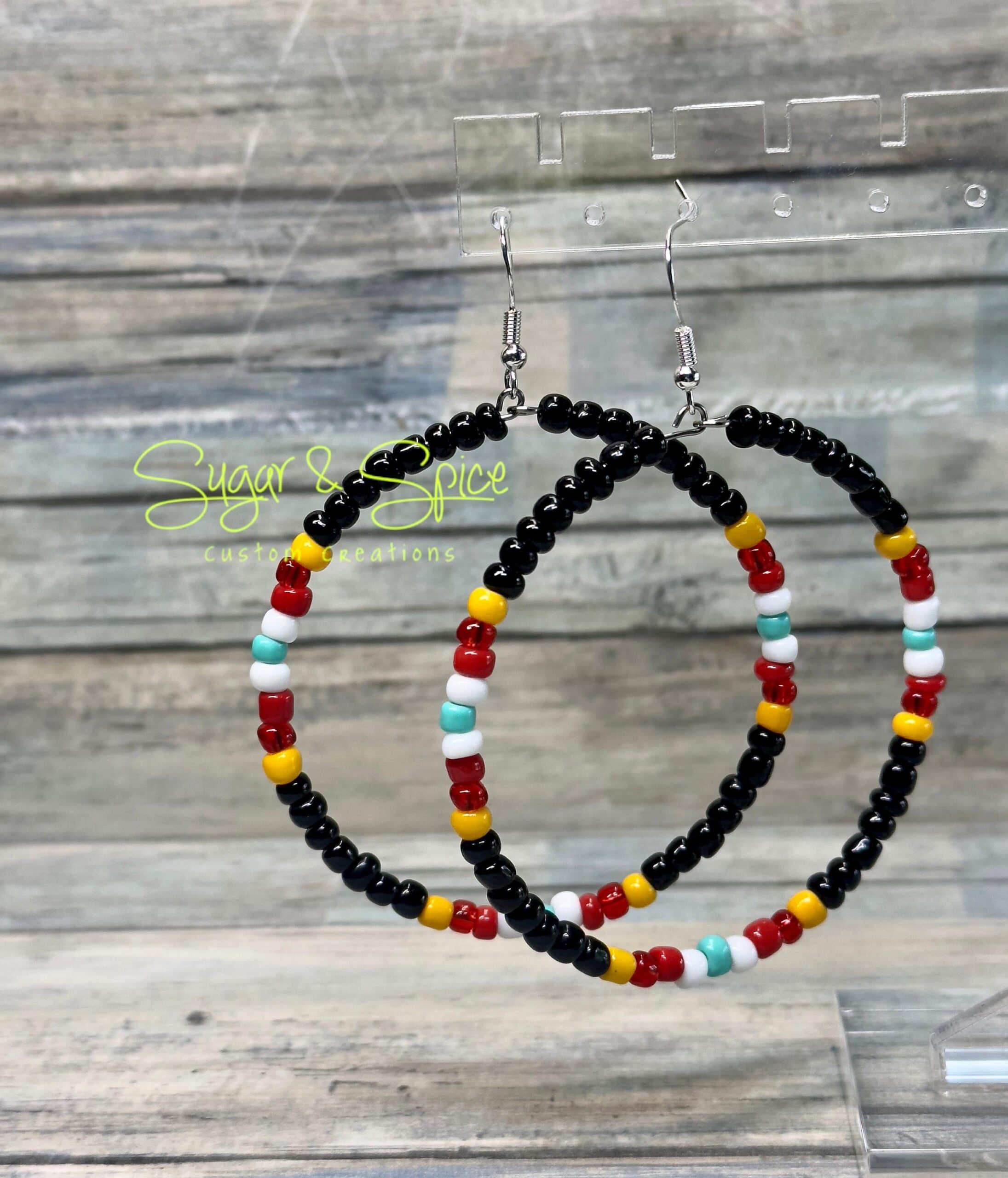 Glass Seed Bead Hoop Earrings