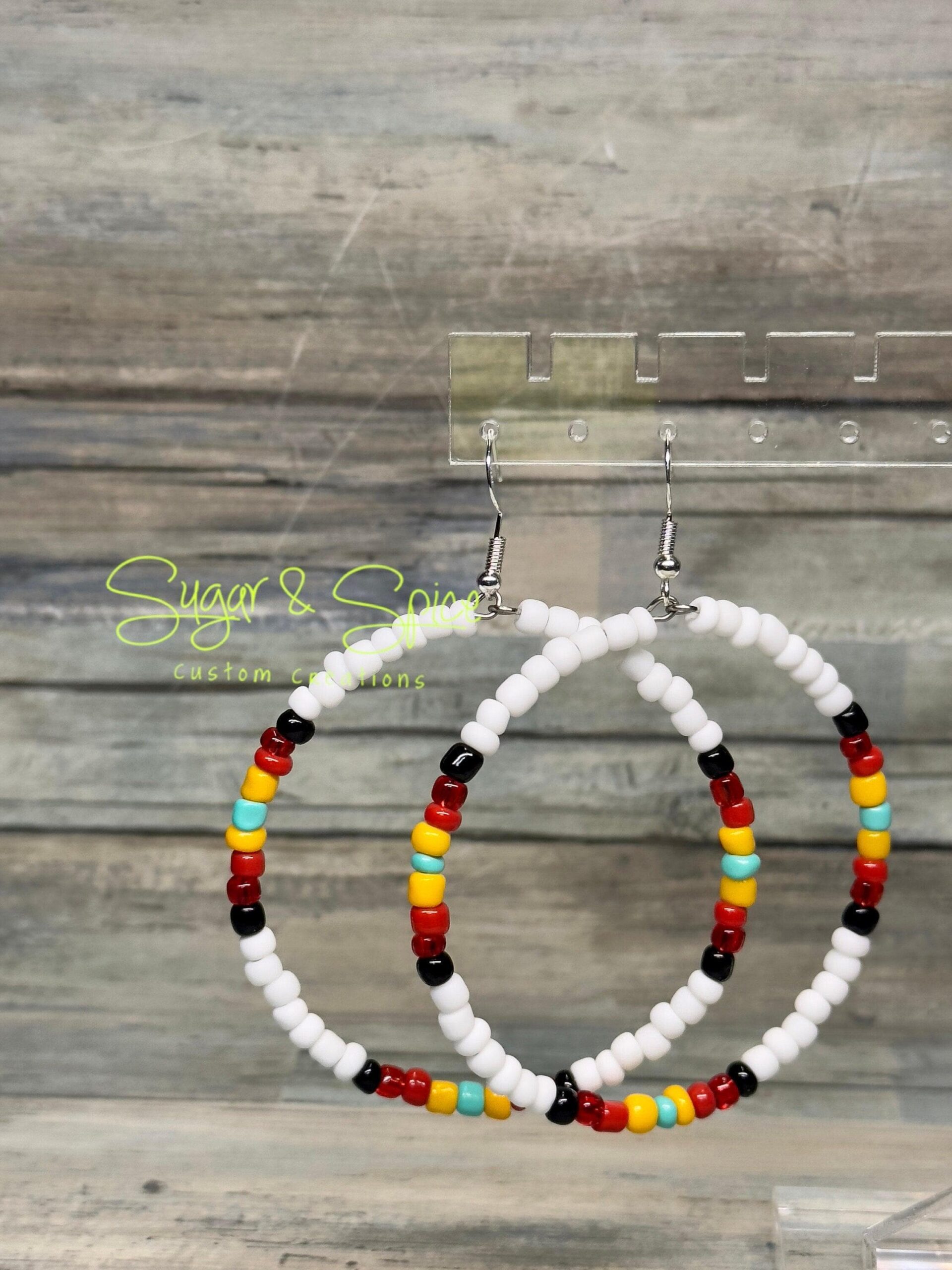 Glass Seed Bead Hoop Earrings - Image 3