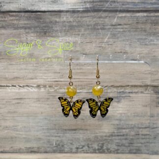 Small Butterfly Earrings with a Gemstone