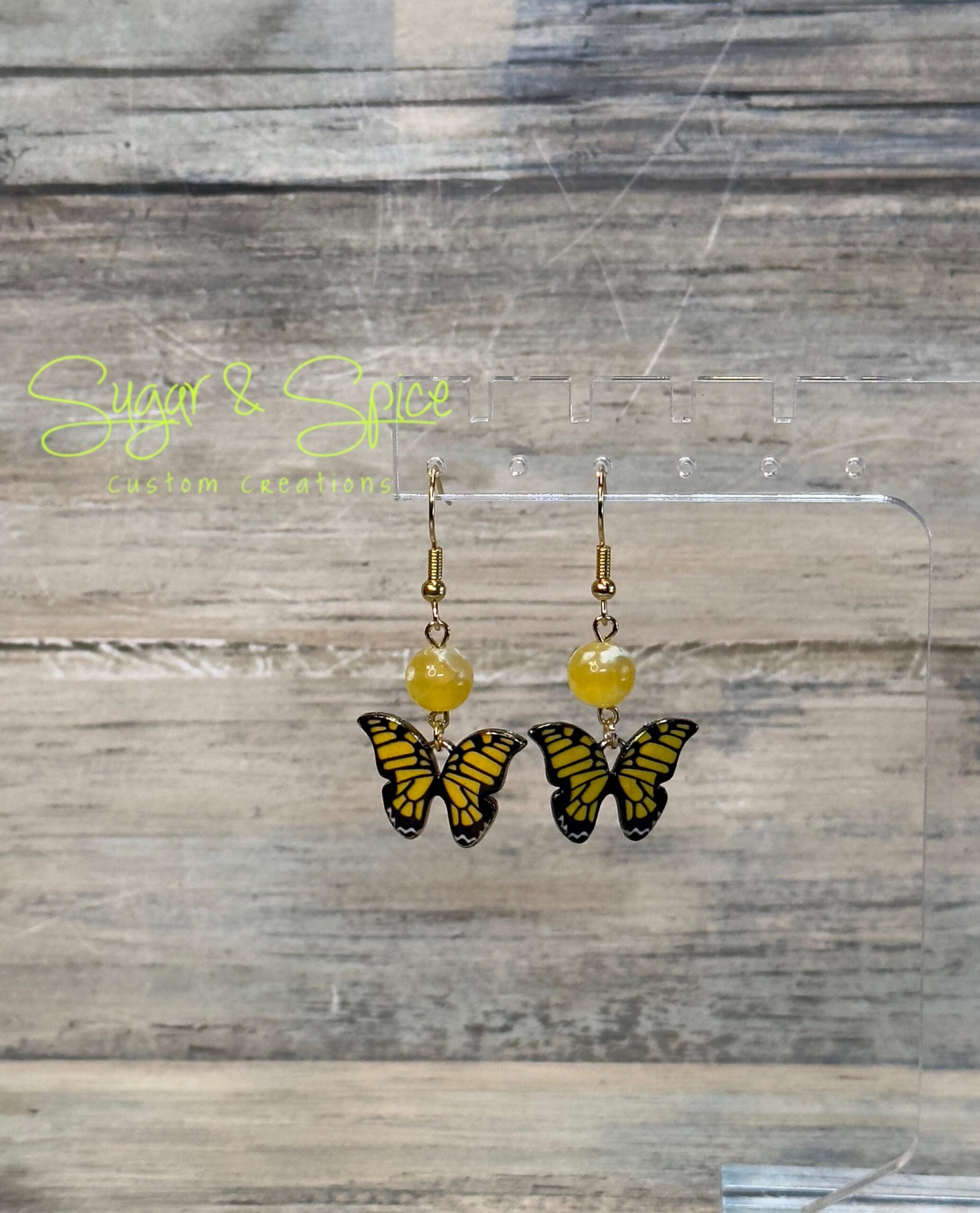 Small Butterfly Earrings with a Gemstone