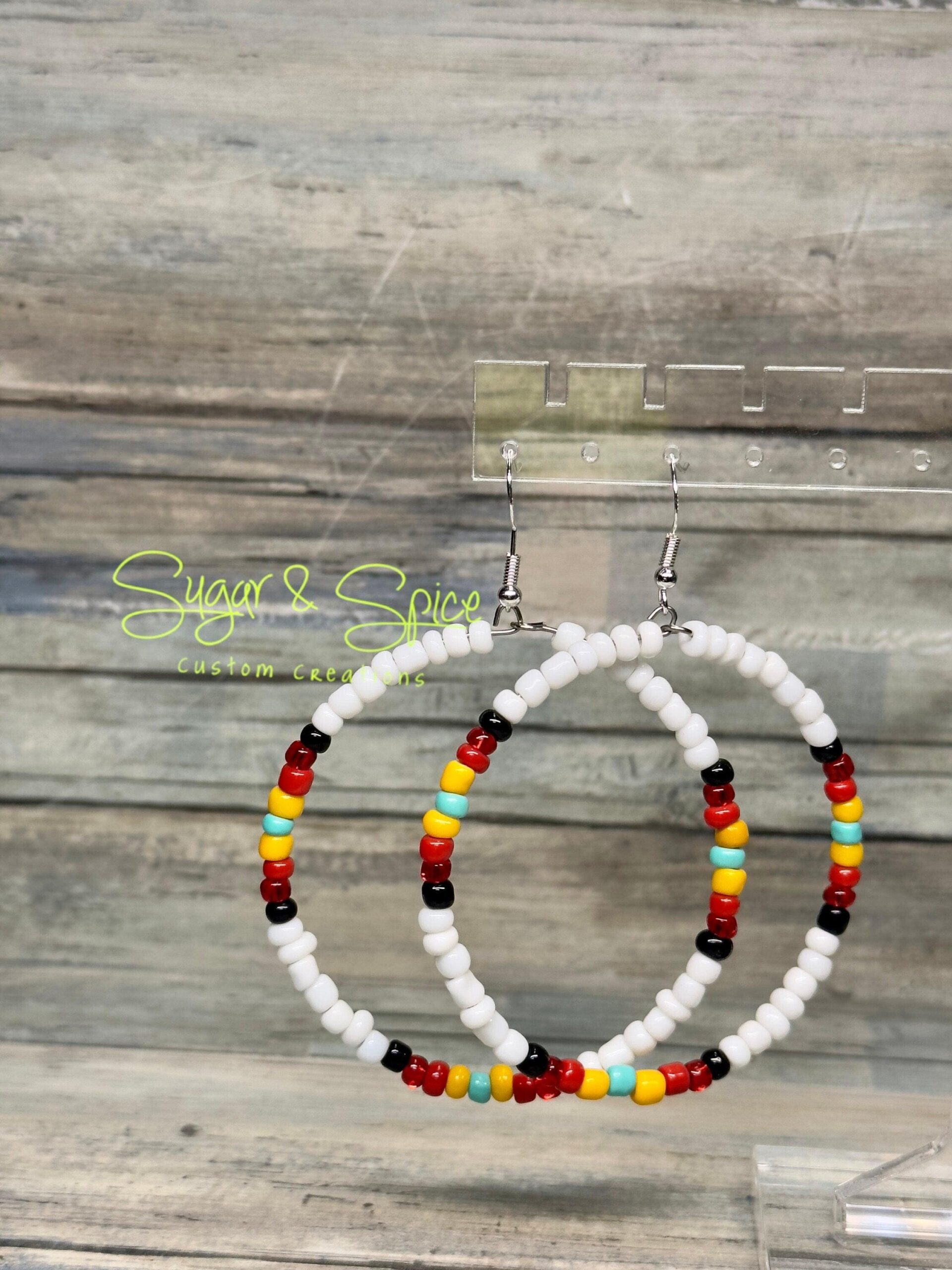 Glass Seed Bead Hoop Earrings - Image 5