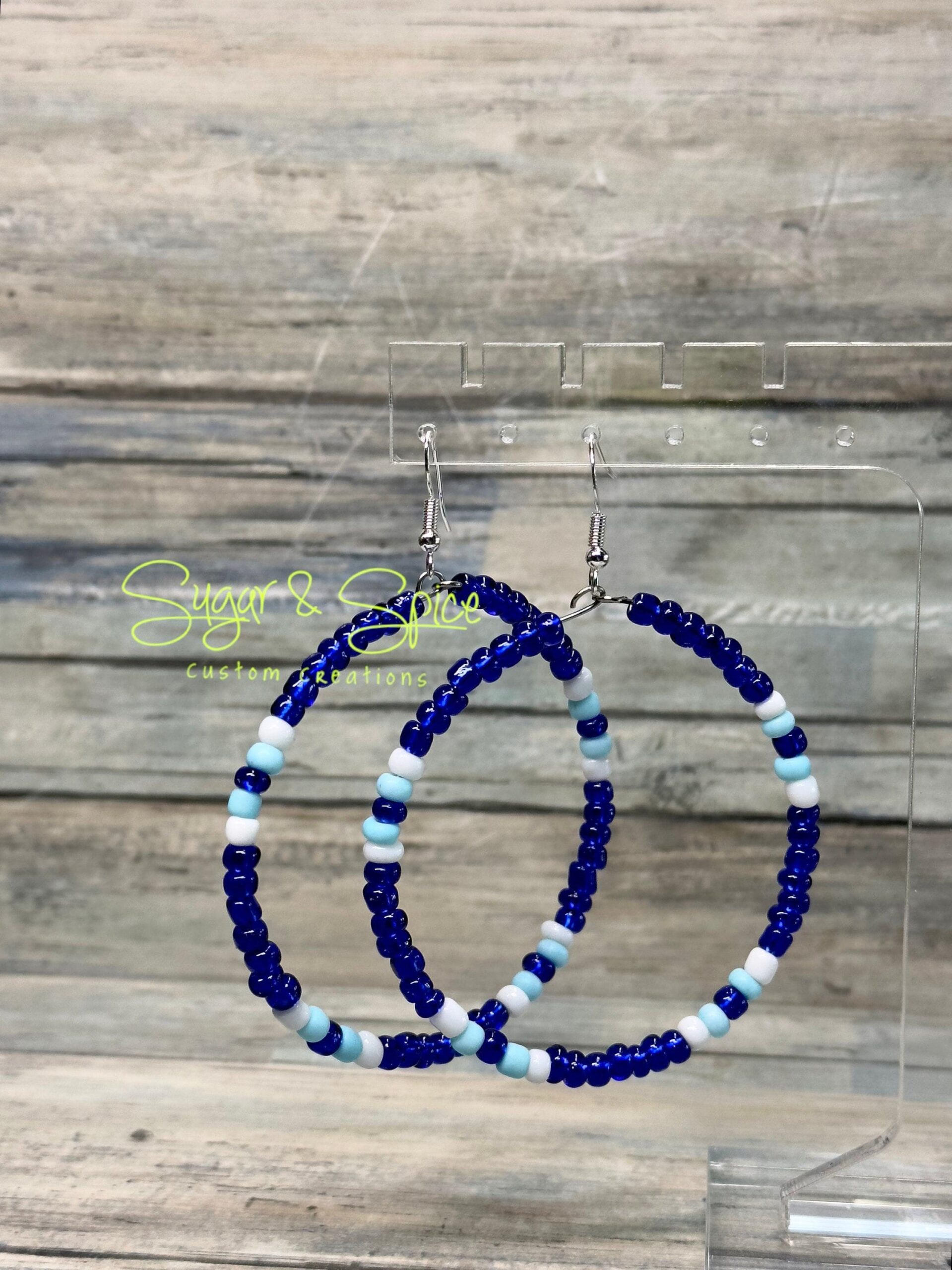 Glass Seed Bead Hoop Earrings - Image 8