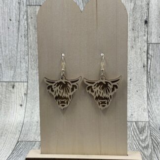 Wooden Highland Cow Earrings