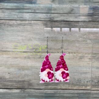 Breast Cancer Awareness Gnome Earrings