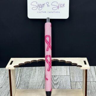 Pink Ribbon Fabric Wrapped Resin Pen