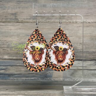 Highland Cow/Boot Faux Leather Earrings