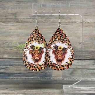 Highland Cow/Boot Faux Leather Earrings