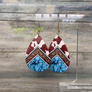 Various Faux Leather Western Teardrop Earrings