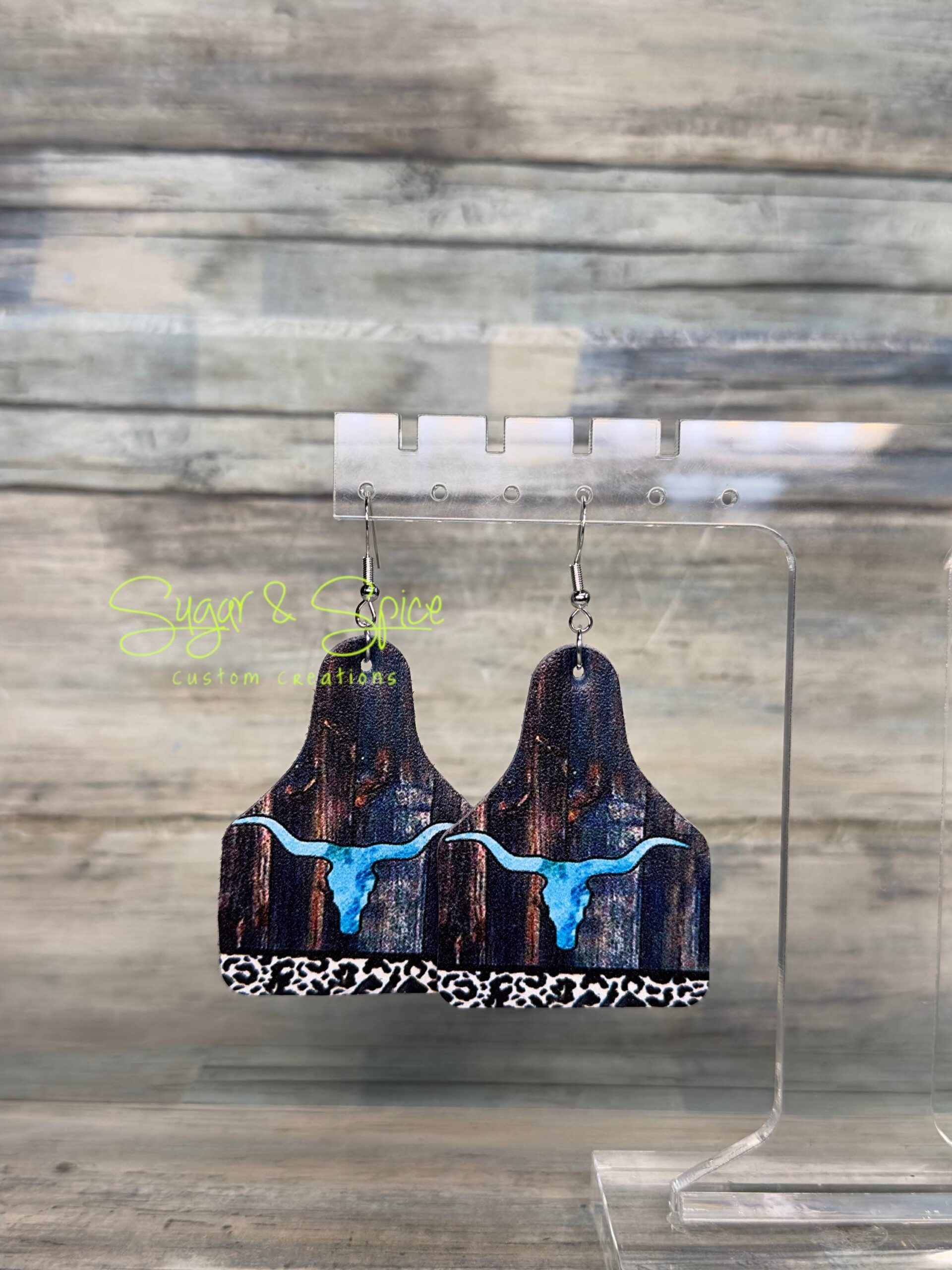 Wooden Western Teardrop Earrings - Image 6