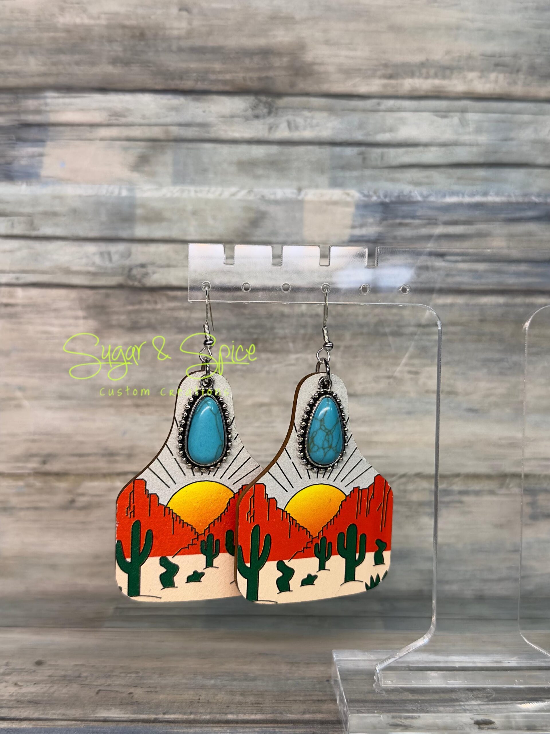 Wooden Western Teardrop Earrings - Image 7