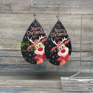 Winter/Christmas Dangle Faux Leather Earrings
