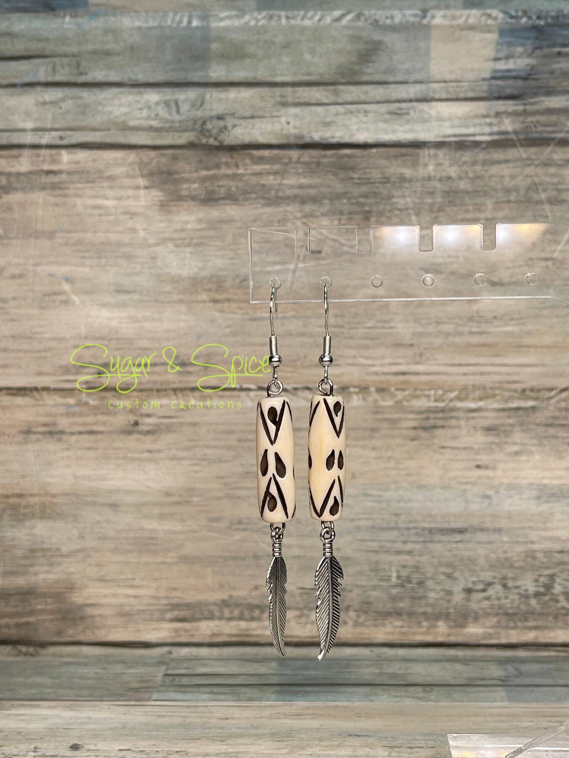 Various Jasper, Bone and Turquoise Dangle Earrings - Image 3