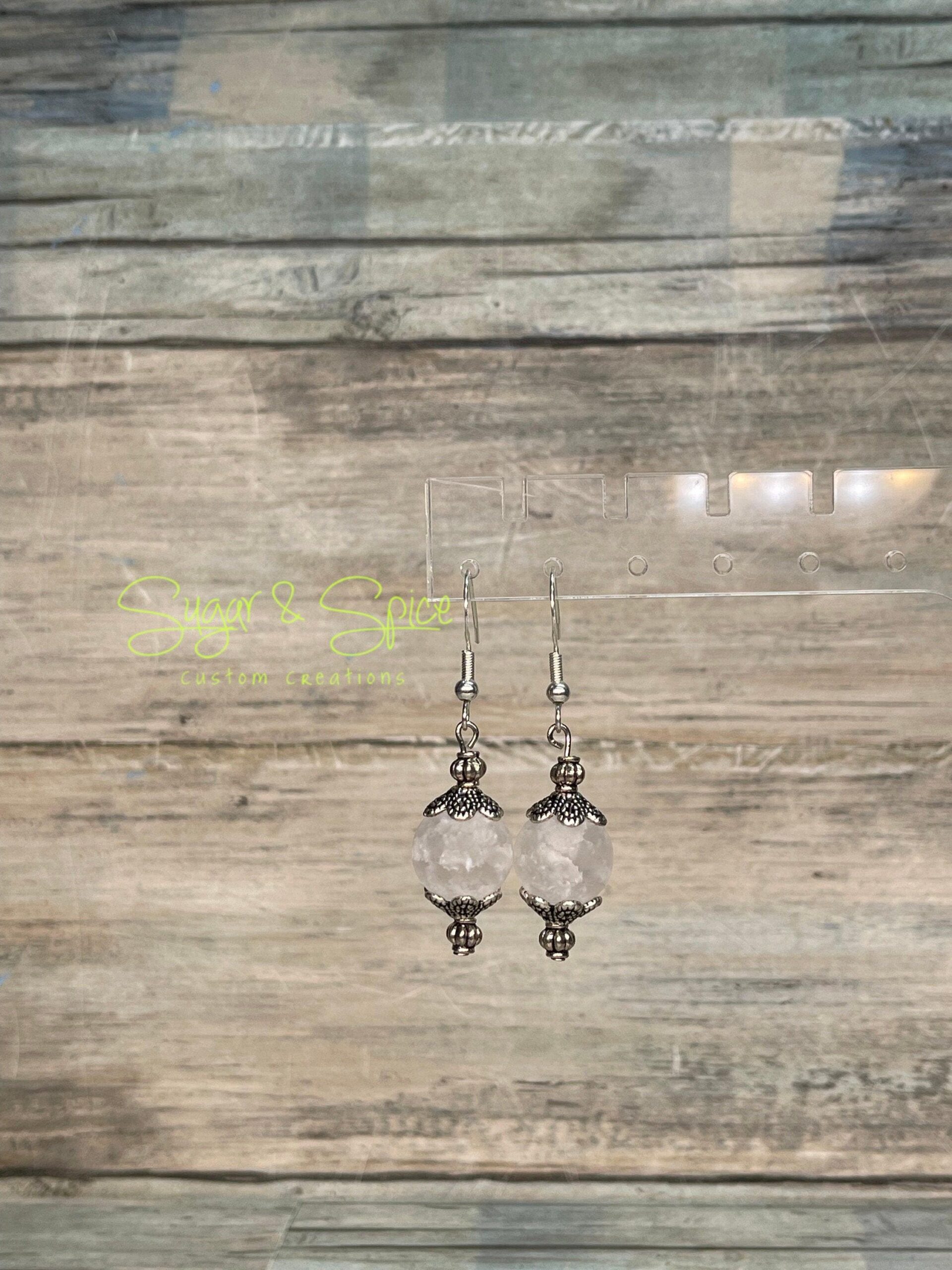 Crackle Quartz Dangle Earrings - Image 2