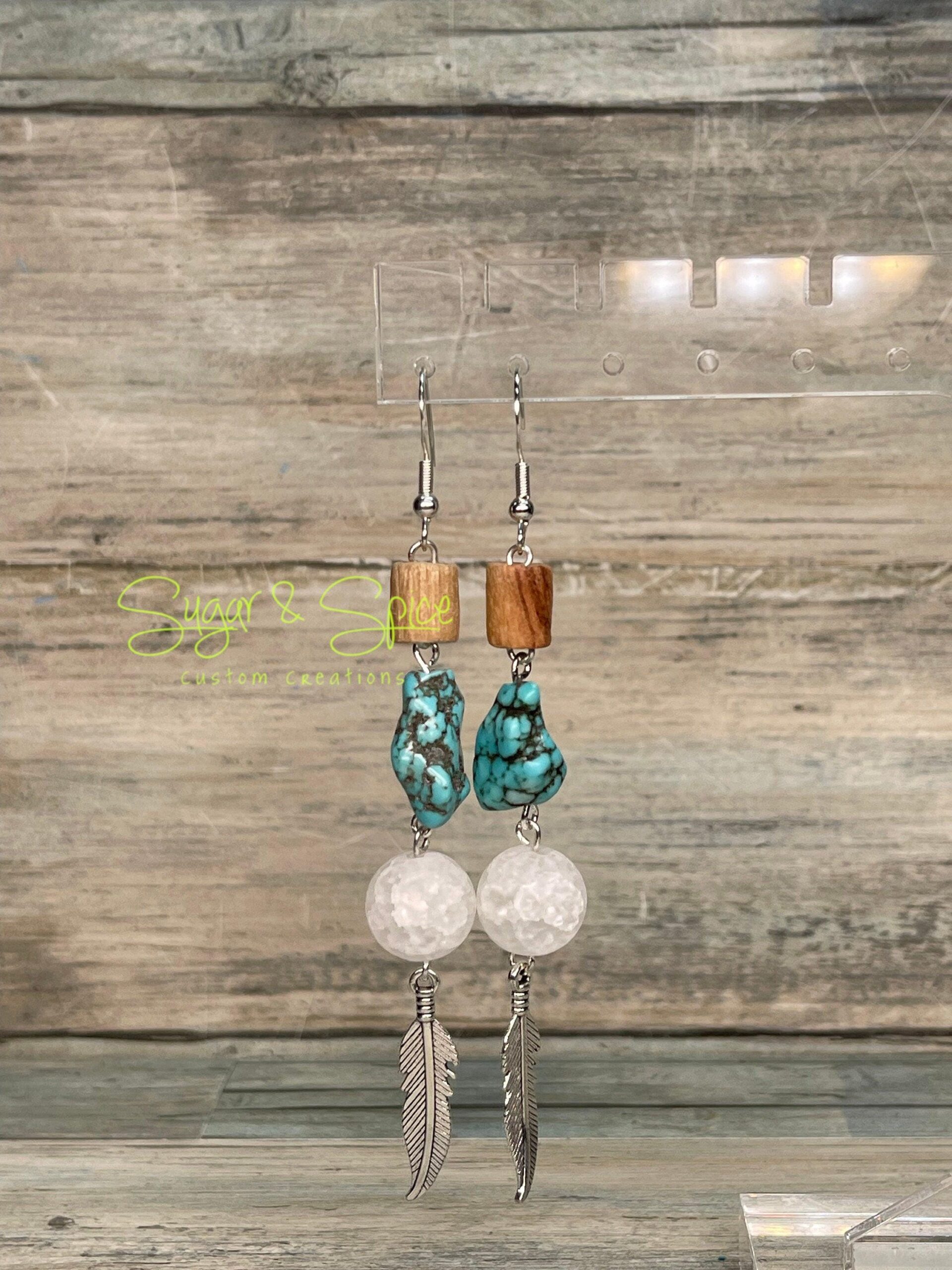 Crackle Quartz Dangle Earrings - Image 3
