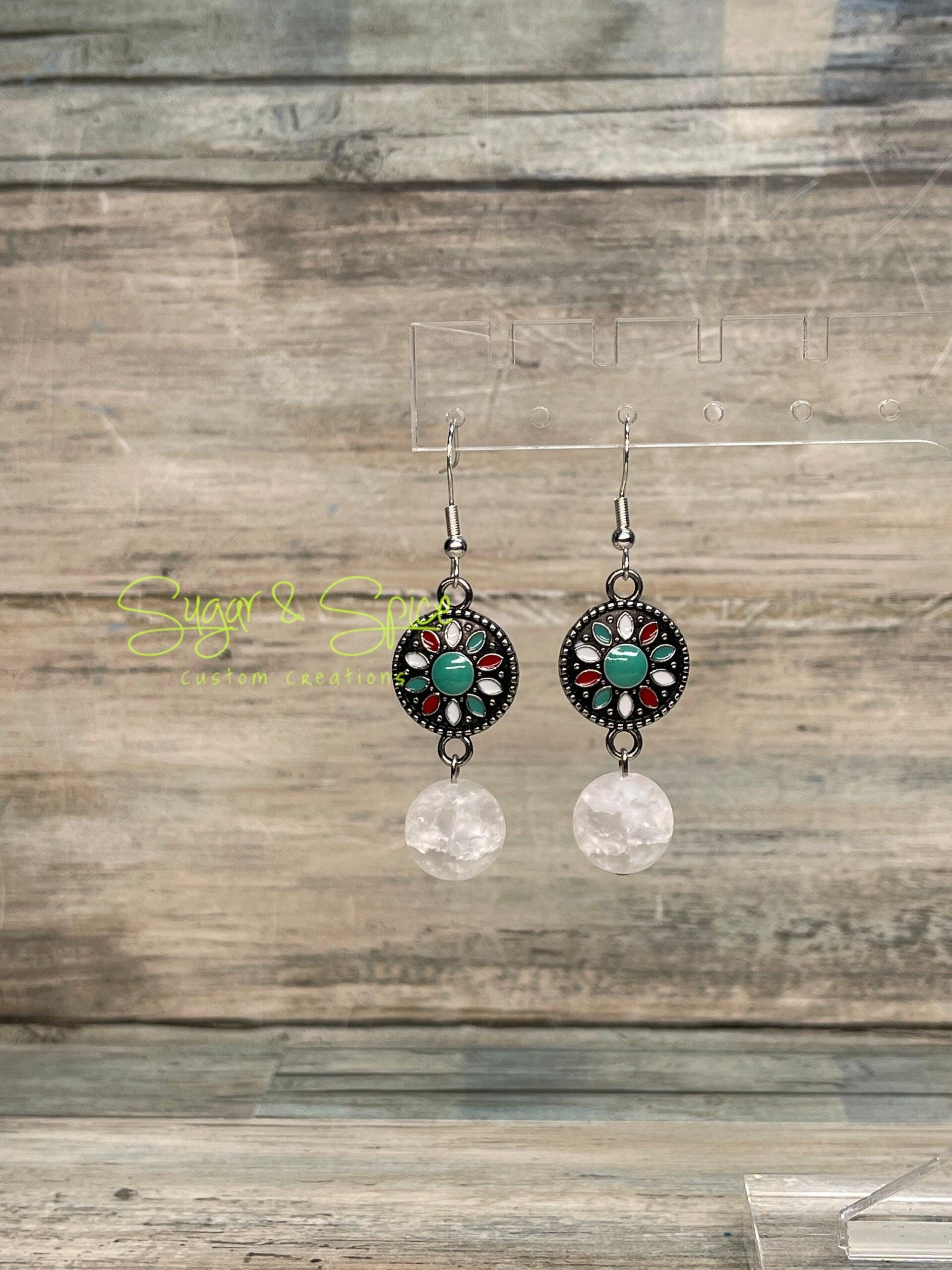 Crackle Quartz Dangle Earrings - Image 7