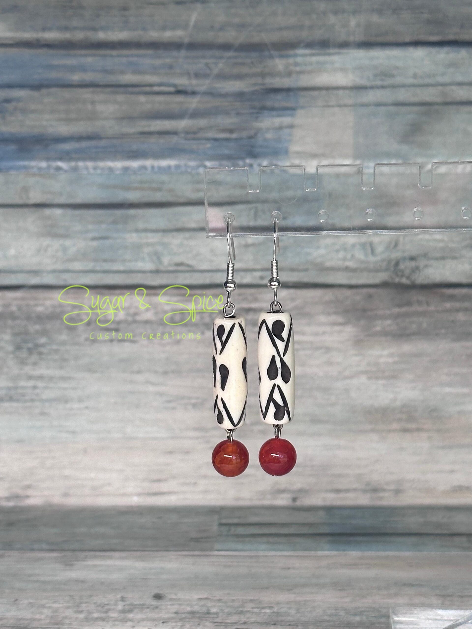 Buffalo Bone Hair Pipe Earrings - Image 7