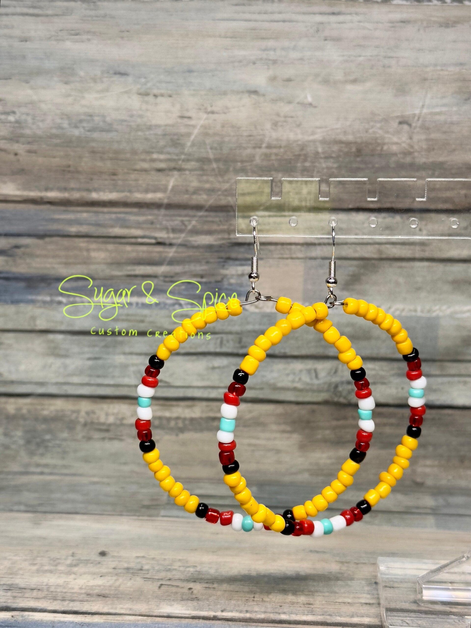 Glass Seed Bead Hoop Earrings - Image 2