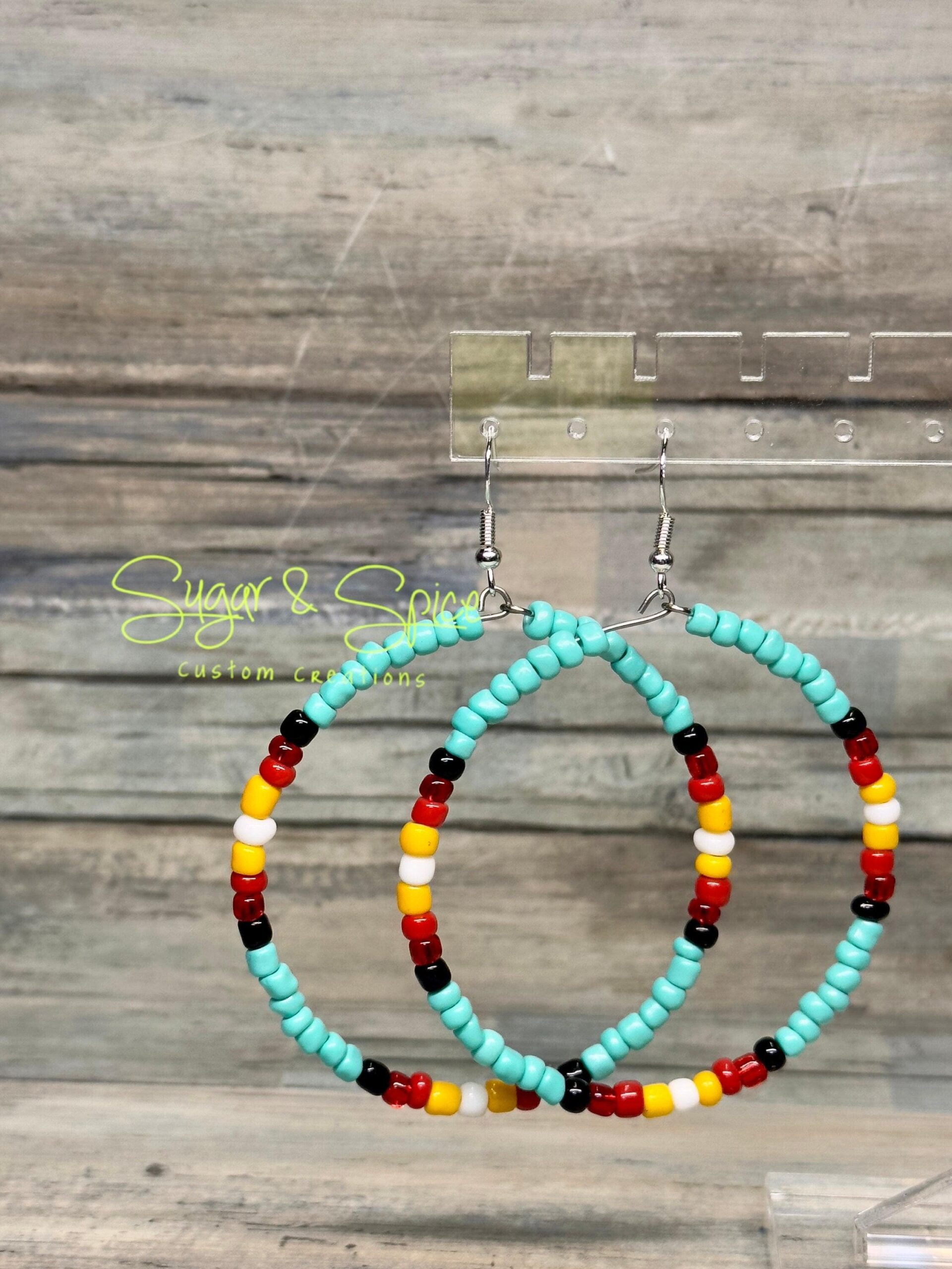 Glass Seed Bead Hoop Earrings - Image 4