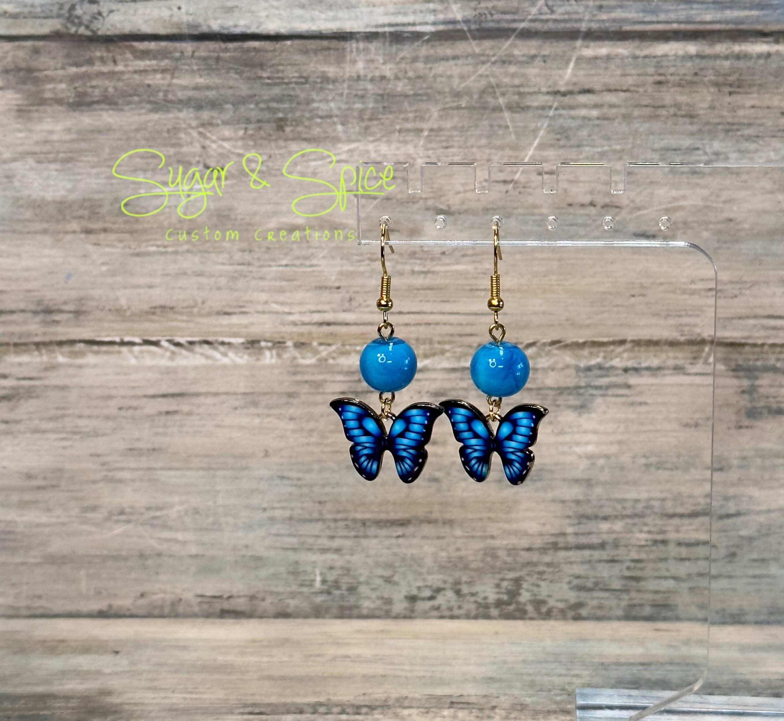 Small Butterfly Earrings with a Gemstone - Image 2