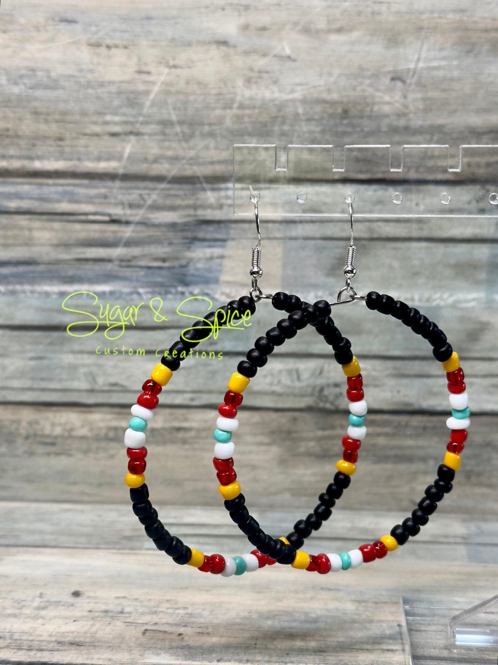 Glass Seed Bead Hoop Earrings - Image 6