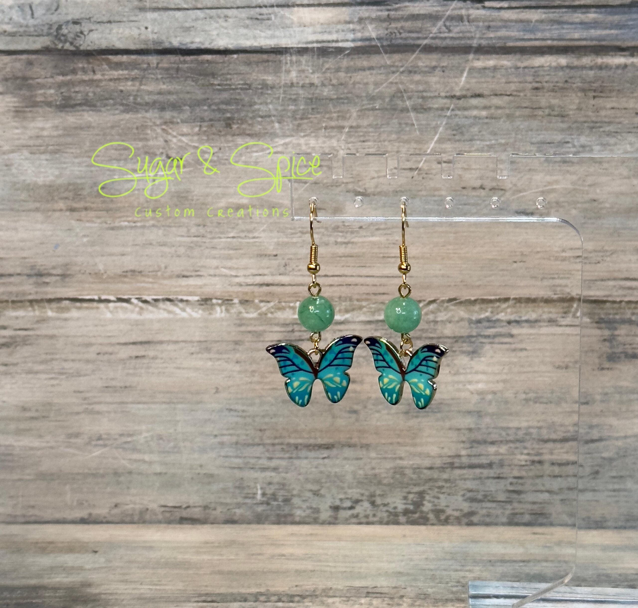 Small Butterfly Earrings with a Gemstone - Image 3