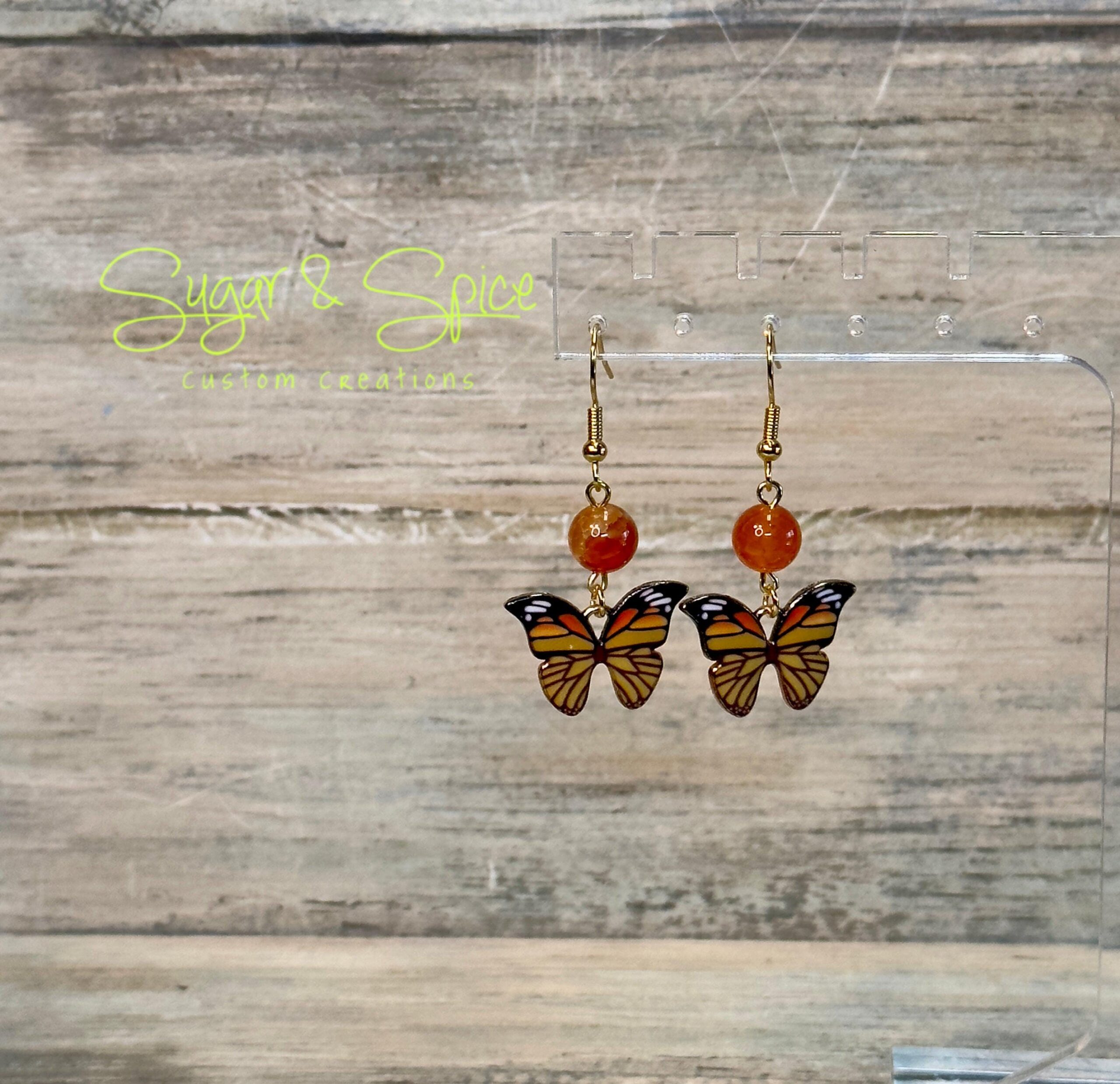 Small Butterfly Earrings with a Gemstone - Image 4