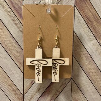 Basswood Cross Earrings