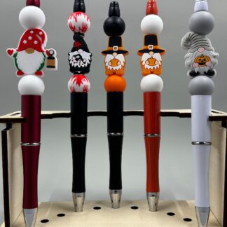 Various Holiday Gnome Silicone Bead Pens