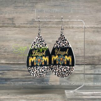 Blessed Mom Faux Leather Earrings