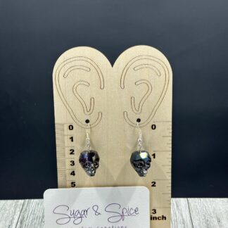 Iridescent Glass Skelton Head Earrings