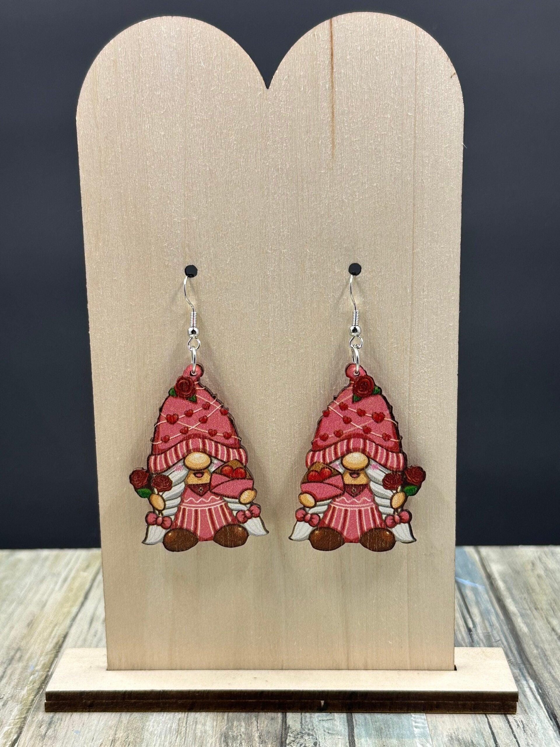 Wooden Valentine Earrings - Image 4