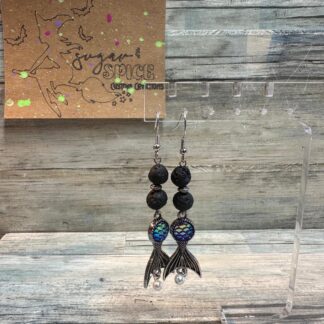 Lava Rock Mermaid Tail Dangle Earrings