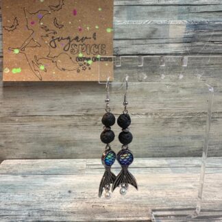 Lava Rock Mermaid Tail Dangle Earrings