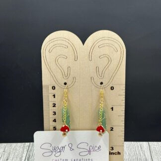 Gold Wrapped Green Aventurine Mushroom Dangles
