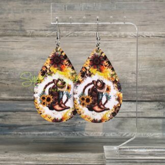 Highland Cow/Boot Faux Leather Earrings
